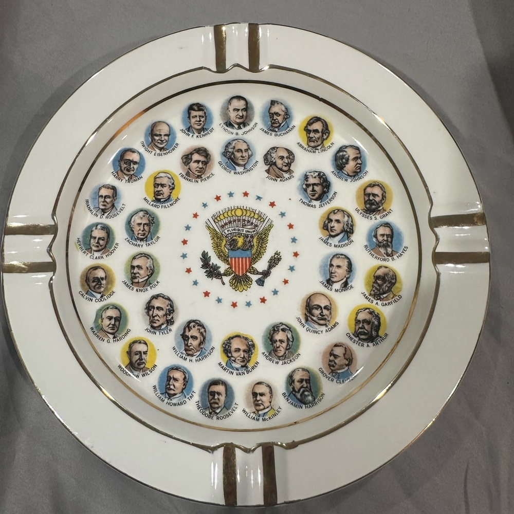 Presidential Commemorative Plate/ashtray with Gold Accents